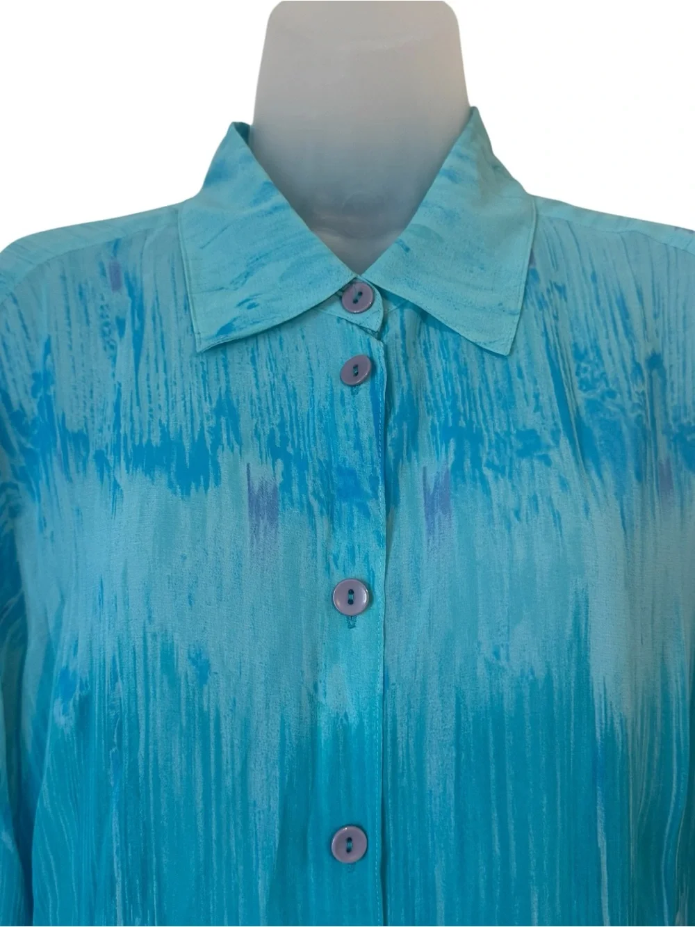 GORGEOUS Lane Bryant Aqua to Teal Ombre Button-Up Top PLUS: 14/16 #C - Picture 2 of 7